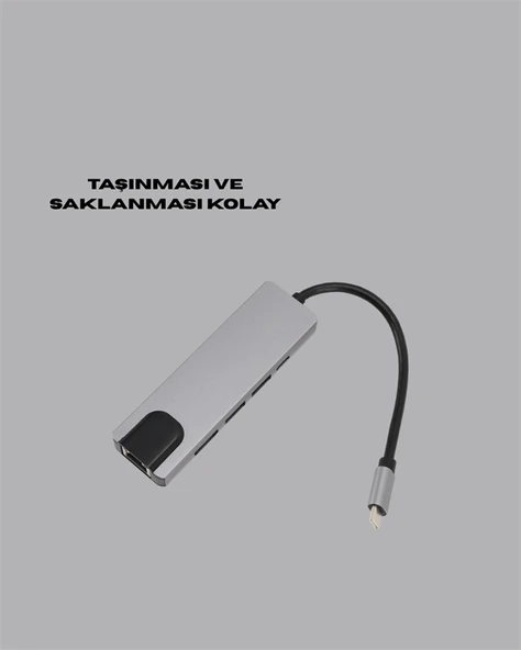 4K HDMI Çıkışlı, Gigabit Ethernet'li USB‑C Çoklu Port Hub - Resim 2