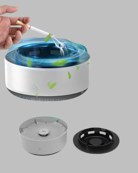 Sigara Dumanı ve Koku Giderici Hava Temizleyici Küllük – 2 Katmanlı Filtreli, USB Şarjlı - Resim 4