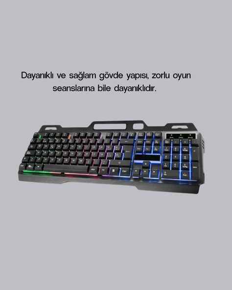 RGB Aydınlatmalı Klavye Mouse Seti – USB Bağlantılı, Türkçe Q, Ayarlanabilir DPI, Ergonomik Yapı - Resim 2