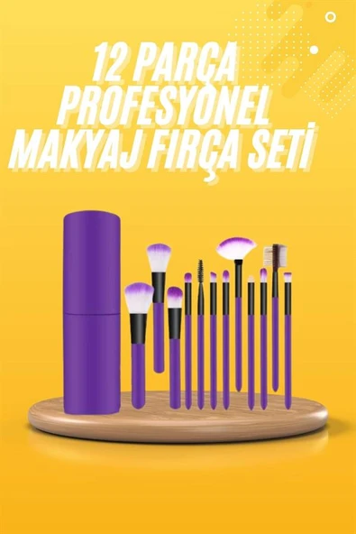 12 Parça Makyaj Fırçası Yumuşak Kıllı Profesyonel Fırça Seti Yüksek Kaliteli Pürüzsüz ürün görseli 1
