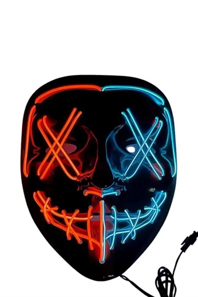 Hallowen Parti Maskesi Neon Led Işıklı Maske 3 Modlu Cadılar Bayramı Maskesi - Resim 3