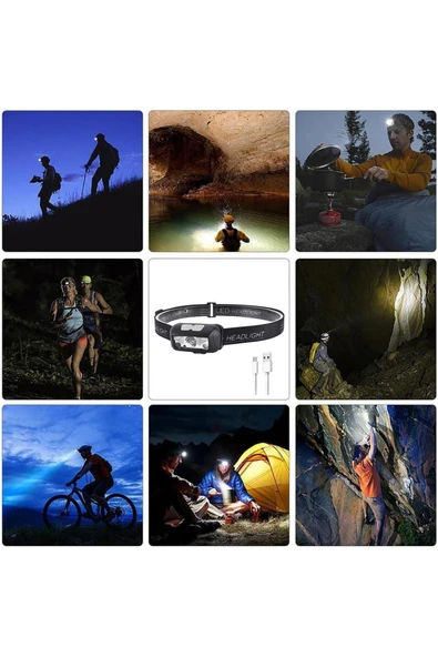 Ayarlanabilir Kafa Lambası Type-C Şarjlı Kompakt Kamp Lambası - Resim 2