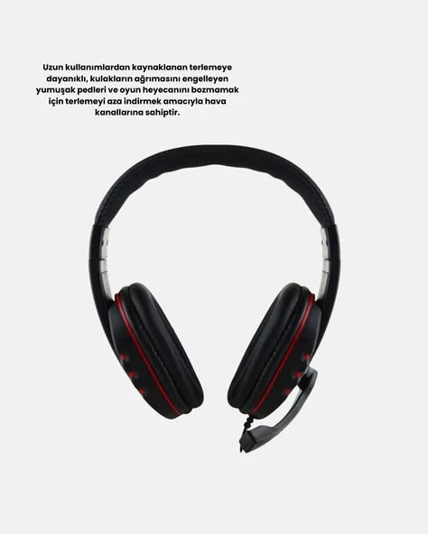 Stereo Ses Destekli Mikrofonlu Gaming Kulaklık – Yumuşak Pedli - Resim 3