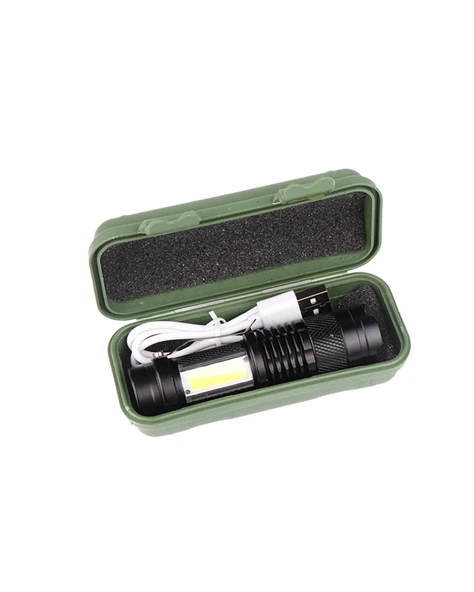 Şarjlı LED El Feneri - 14500 Pil Dahil, 4 Işık Modu, Mini Boy - Resim 3