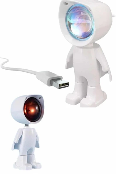 Gün Batımı Lambası Işık Arka Plan Projektör Sevimli Astronot Enerji Tasarruflu - Resim 3