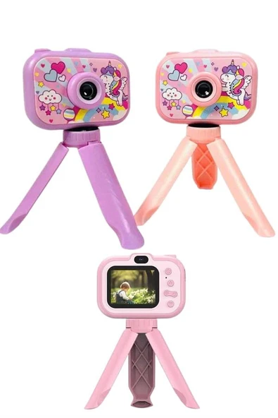 Çocuklara Özel Ayaklı Mini Fotoğraf Makinesi Dijital LCD Ekran - Resim 2