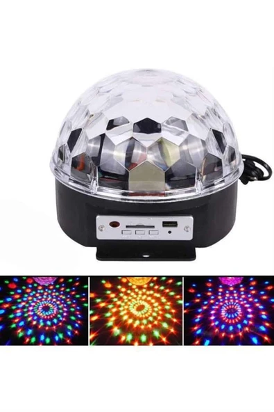 Led Işık Disko Topu Bluetooth Hoparlörlü USB Müzik Çalar Kumandalı - Resim 3