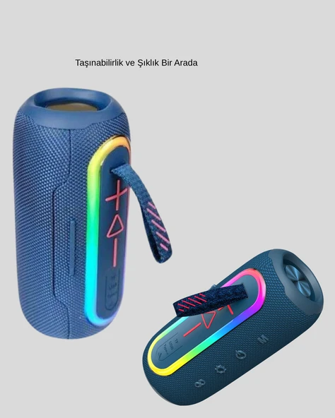 Mini Mavi Bluetooth Hoparlör Şık Görünüm ve Taşınabilir Güçlü Ses - Resim 5