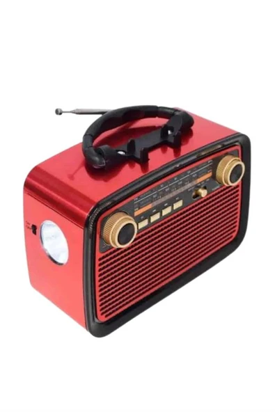 Nostaljik Görünümlü Ahşap Radyo TF SD USB Girişli Led Fener Işıklı ürün görseli 1