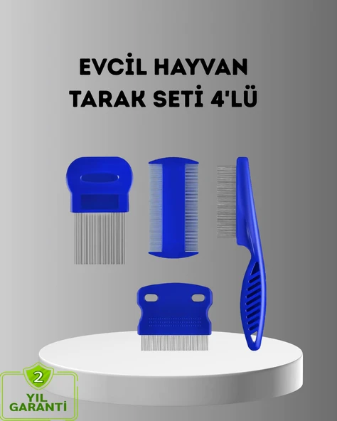 4’lü Kedi Köpek Tüy Temizleme Seti – Paslanmaz Çelik,Ergonomik ve Uzun Ömürlü ürün görseli 1