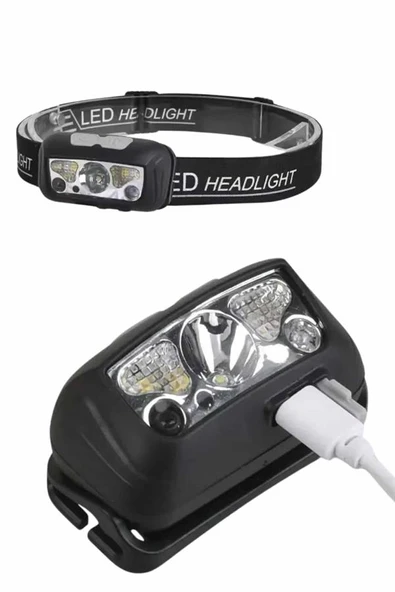 Sensörlü Şarjlı Type-c Şarj Işıklı Kafa Lambası Kamp Lambası - Resim 3