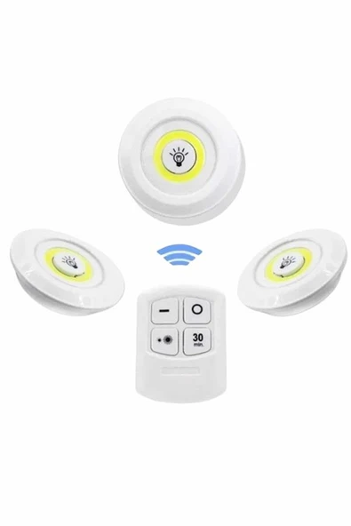Dolap Işığı Mutfak Rafı Işığı Uzaktan Kumandalı 3 Lü Spot Led Lamba - Resim 4