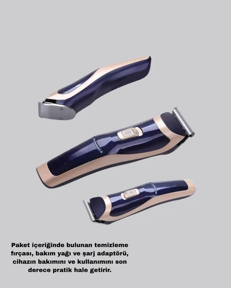 Profesyonel Şarjlı Saç ve Sakal Kesme Makinesi – Unisex, 12 mm Ayarlanabilir Başlık - Resim 4
