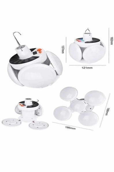 5 Kanatlı Bahçe Aydınlatma Led Askılı Solar Güneş Enerji Usb Sarjlı - Resim 3