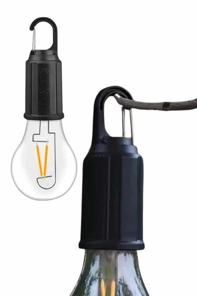 Taşınabilir Şarjlı Led Ampul Askılı Lamba Kamp Bahçe Lambası - Resim 4