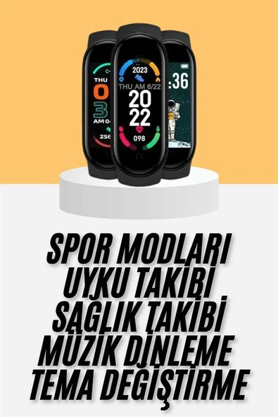 M6 Akıllı Bileklik Siyah Adımsayar Spor Takibi Android ve İOS Uyumlu - Resim 2