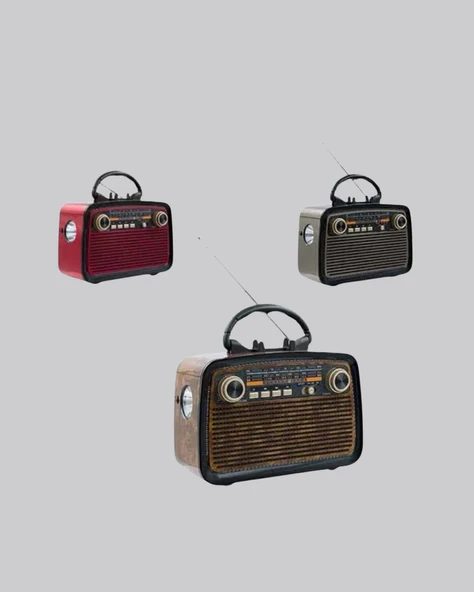 LED’li Nostaljik Bluetooth Hoparlör – Vintage Tasarım, Ahşap Doku - Resim 3