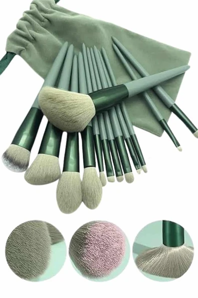 13 Parça Taşınabilir Kılıflı Profesyonel Makyaj Fırça Seti Pudra Allık Fondöten Fırçası - Resim 3