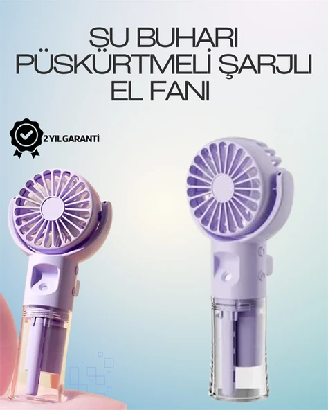 Şarjlı Buğu Fanı – Nemlendirici Sis Fonksiyonlu, Tip-C Girişli, Taşınabilir Masa Fanı ürün görseli 1