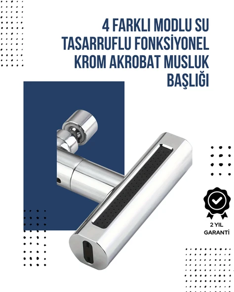 4 Modlu Musluk Başlığı | Şelale, Yağmur, Sprey, Köpük Akışı | Yüksek Basınç Performansı | Modern Tasarım ürün görseli 1
