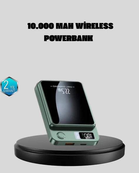 MagSafe Powerbank 10.000 mAh Kablosuz ve Dijital Ekranlı Hızlı Şarj Cihazı ürün görseli 1