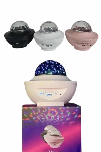 Çok Renkli Projektör Lamba Disko Topu Gece Lambası Kablosuz - Resim 3