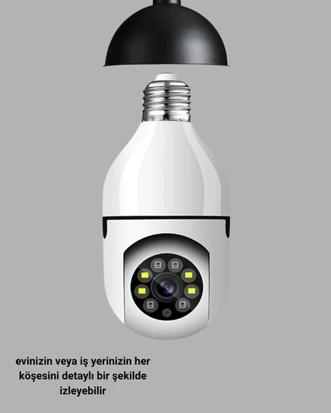 Akıllı Duy Kamera 360 Derece Dönebilir ve PTZ Teknolojili - Resim 3