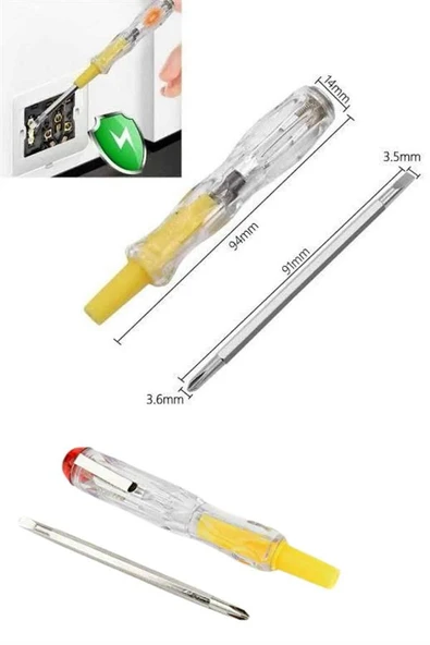 Çift Uçlu Kontrol Kalemi Elektrik Test Kalemi Şeffaf - Resim 2