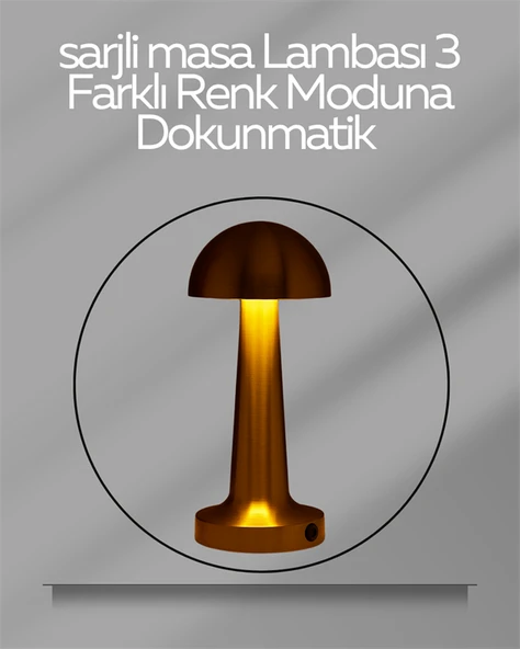 USB Şarjlı Dokunmatik LED Masa Lambası – 3 Renk Modu & Dimmer ürün görseli 1