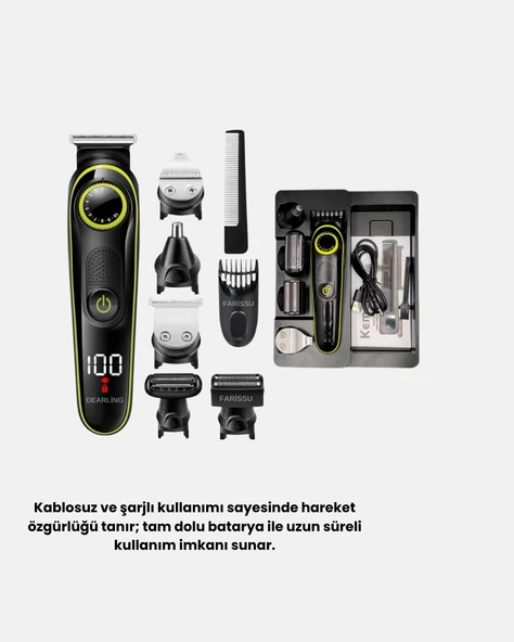 5’i 1 Arada Erkek Bakım Seti Şarjlı Suya Dayanıklı Çok Fonksiyonlu - Resim 2