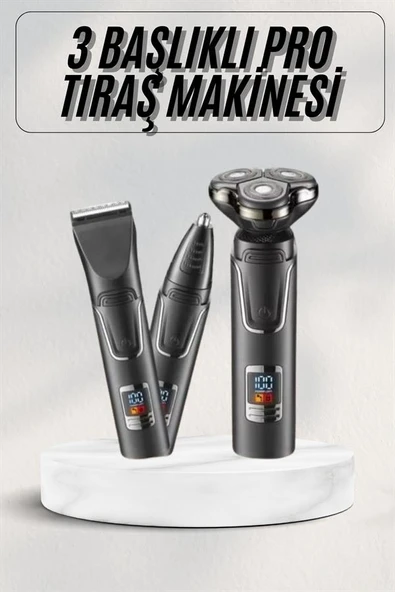 Yüksek Performanslı 3 Başlıklı Profesyonel Şarjlı Islak ve Kuru Kullanıma Uygun - Resim 2
