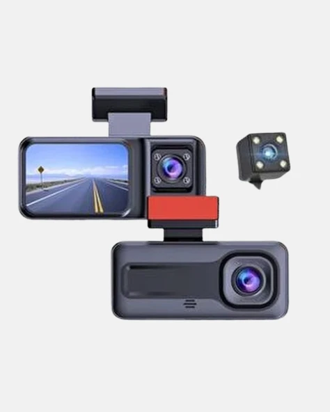Üç Kameralı Dash Cam 170° Geniş Açılı Full HD Gece Görüşlü - Resim 2