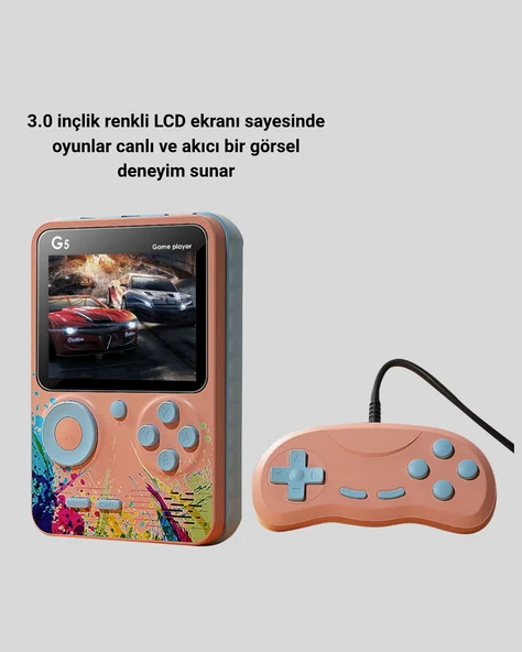 500 Klasik Oyunlu Retro Oyun Konsolu Taşınabilir ve TV Bağlantılı - Resim 3