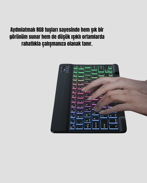 Türkçe Q Klavye RGB Işıklı Ergonomik Tasarımlı - Resim 2
