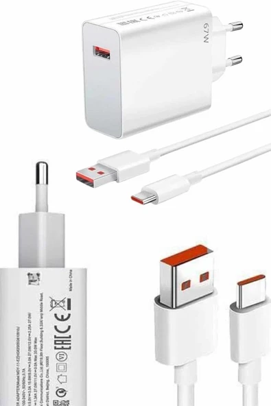 Hızlı Şarj Aleti Adaptörü Kablo Seti 67W Uzun Ömürlü Beyaz - Resim 3