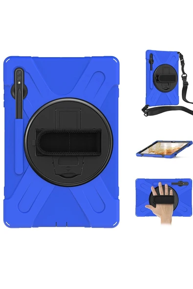 Samsung Galaxy T737 Tab S7 FE 12.4 Kılıf Amazing Tablet Kapak - Mavi-(5796) - Resim 3