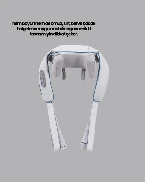 Isı Terapili Boyun ve Omuz Masaj Cihazı Sessiz Motorlu Çok Bölgeli Kullanım - Resim 2