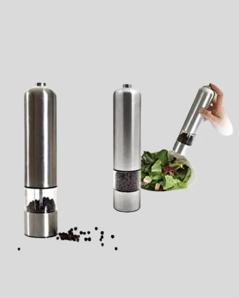 Elektrikli Tuz Karabiber Değirmeni – Paslanmaz Gövde, LED Işıklı ve Ayarlanabilir Öğütme - Resim 5
