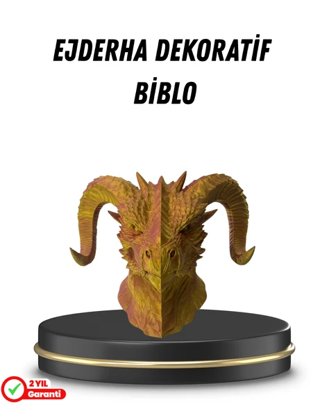 Asil Tasarım Gold–Red Ejderha Heykeli Hediyelik Fantastik Dekor ürün görseli 1