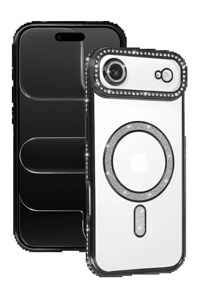 Apple iPhone 17 Air Joke Simli Magneticsafe Kılıf - Siyah-(5796) ürün görseli 1