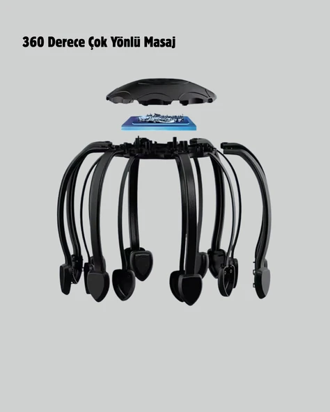 Elektrikli Saç Derisi Masaj Aleti Çok Noktalı 8 Kollu Titreşimli Masaj - Resim 4