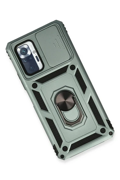 Xiaomi Redmi Note 10 Pro Kılıf Pars Lens Yüzüklü Silikon - Yeşil-(5796) - Resim 3