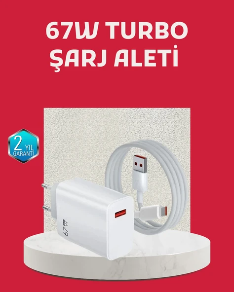 67 Watt Turbo Şarj Cihazı Motorola G30 G50 G60 G82 Uyumlu ürün görseli 1