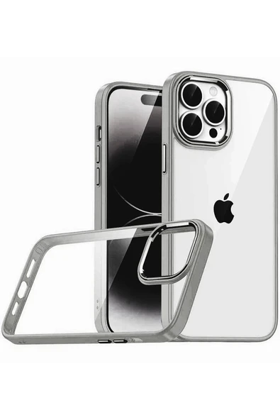 Apple iPhone 15 Pro Max Lensli Silikon - Titan Gri-(5796) ürün görseli 1