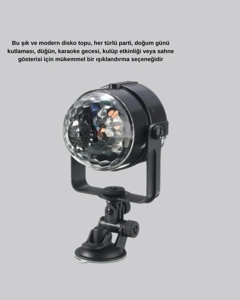 Ritme Duyarlı LED Disko Topu – Renkli Işık Gösterili Parti Lambası - Resim 3