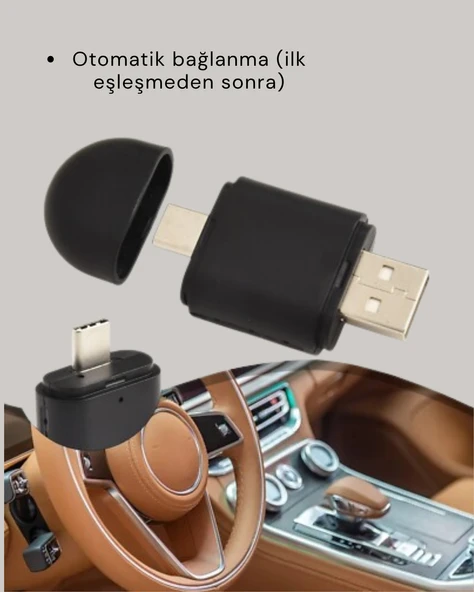 Kablosuz CarPlay ve Android Auto Adaptörü – USB-A & Type-C Girişli Akıllı Dönüştürücü - Resim 2