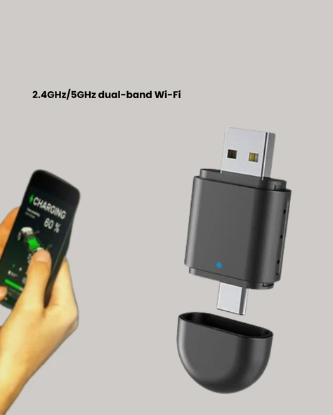 Kablosuz CarPlay Adaptörü – USB-A & Type-C Uyumlu Hızlı Bağlantı Cihazı - Resim 4