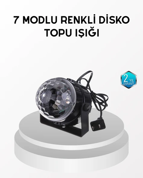 7 Renk Modlu Müzik Sensörlü Disko Topu – LED Işıklı Parti Aydınlatması ürün görseli 1