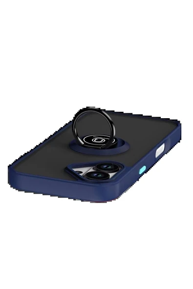 Apple iPhone 17 Montreal Yüzüklü Silikon Kapak - Lacivert-(5796) - Resim 4