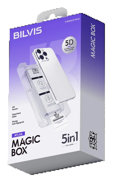 Apple iPhone 12 Bilvis 5in1 3D Magic Cam Ekran Koruyucu - Siyah-(5796) ürün görseli 1